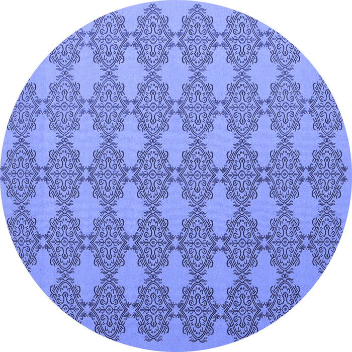 Round Abstract Blue Contemporary Rug, con1056blu
