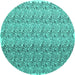 Round Machine Washable Abstract Turquoise Contemporary Area Rugs, wshcon1057turq