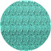 Round Abstract Turquoise Contemporary Rug, con1057turq