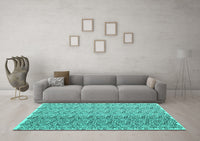 Machine Washable Abstract Turquoise Contemporary Rug, wshcon1057turq
