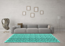 Machine Washable Abstract Turquoise Contemporary Area Rugs in a Living Room,, wshcon1057turq