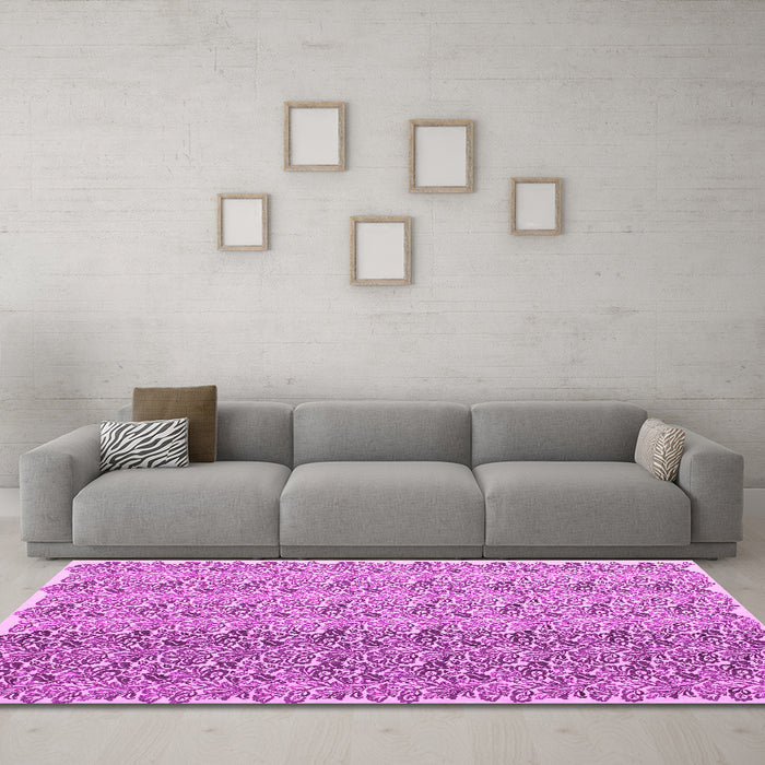 Machine Washable Abstract Pink Contemporary Rug in a Living Room, wshcon1057pnk