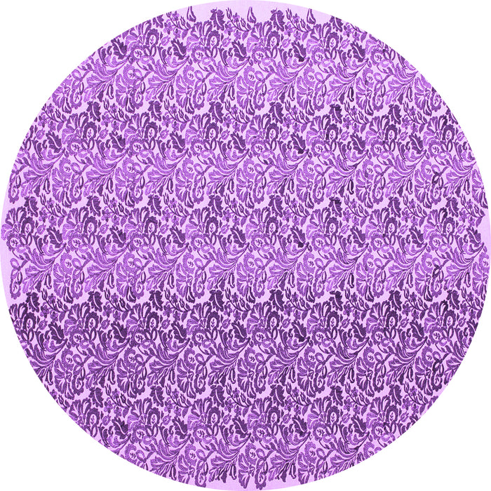 Round Abstract Purple Contemporary Rug, con1057pur