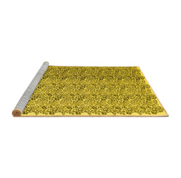 Sideview of Machine Washable Abstract Yellow Contemporary Rug, wshcon1057yw