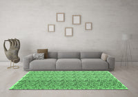 Machine Washable Abstract Emerald Green Contemporary Rug, wshcon1057emgrn