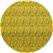 Round Machine Washable Abstract Yellow Contemporary Rug, wshcon1057yw