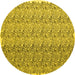 Round Abstract Yellow Contemporary Rug, con1057yw