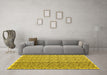 Machine Washable Abstract Yellow Contemporary Rug in a Living Room, wshcon1057yw