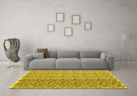 Machine Washable Abstract Yellow Contemporary Rug, wshcon1057yw
