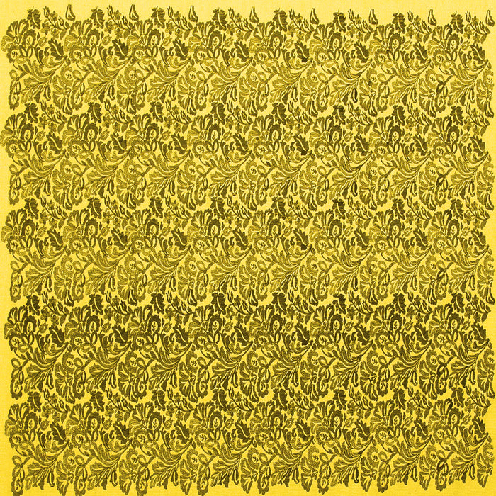 Square Machine Washable Abstract Yellow Contemporary Rug, wshcon1057yw