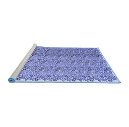 Sideview of Machine Washable Abstract Blue Contemporary Rug, wshcon1057blu