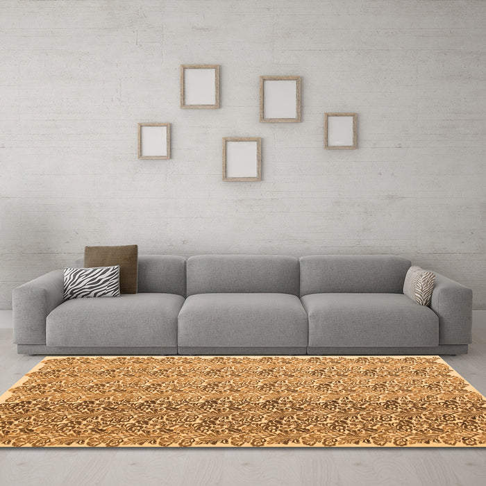 Machine Washable Abstract Orange Contemporary Area Rugs in a Living Room, wshcon1057org