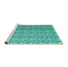 Sideview of Machine Washable Abstract Turquoise Contemporary Area Rugs, wshcon1057turq