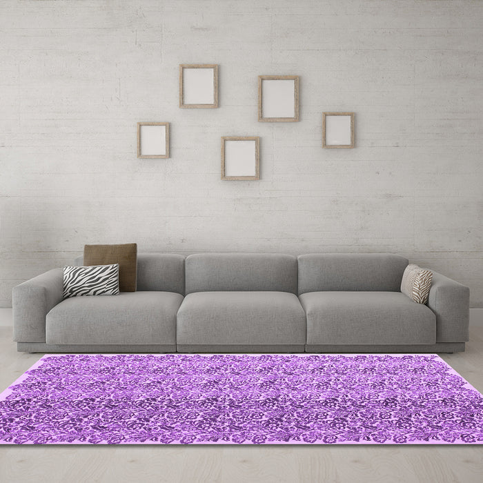 Machine Washable Abstract Purple Contemporary Area Rugs in a Living Room, wshcon1057pur