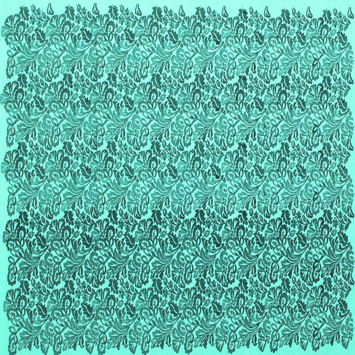 Square Abstract Turquoise Contemporary Rug, con1057turq
