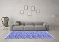 Machine Washable Abstract Blue Contemporary Rug, wshcon1057blu