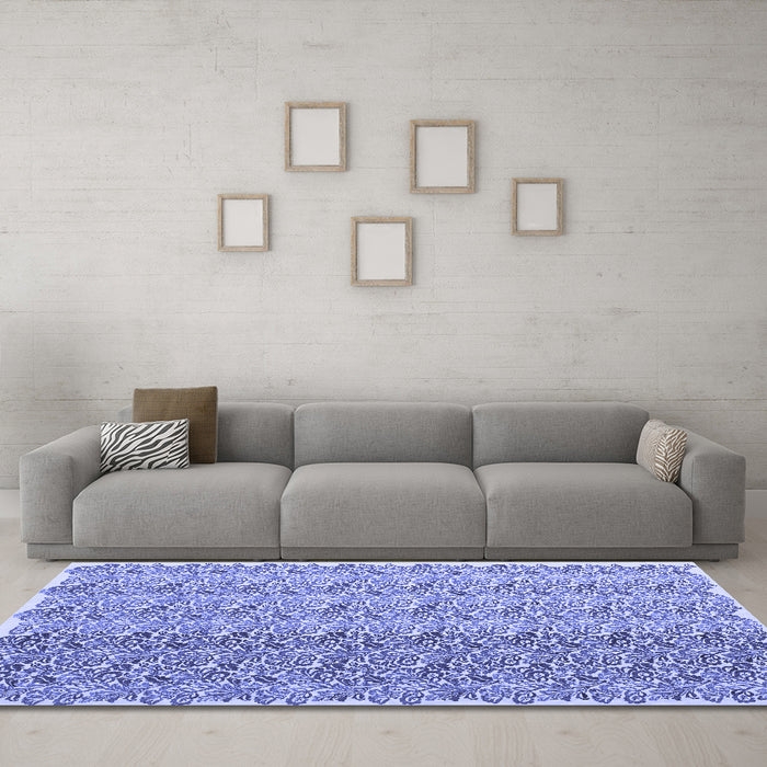 Machine Washable Abstract Blue Contemporary Rug in a Living Room, wshcon1057blu