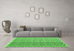 Machine Washable Abstract Green Contemporary Area Rugs in a Living Room,, wshcon1057grn