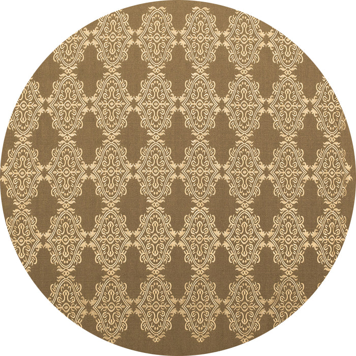 Round Abstract Brown Contemporary Rug, con1058brn