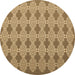 Round Abstract Brown Contemporary Rug, con1058brn