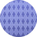 Round Abstract Blue Contemporary Rug, con1058blu