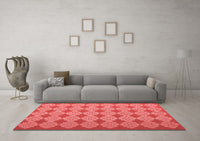 Machine Washable Abstract Red Contemporary Rug, wshcon1058red