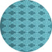 Round Abstract Light Blue Contemporary Rug, con1058lblu