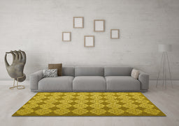 Machine Washable Abstract Yellow Contemporary Rug in a Living Room, wshcon1058yw