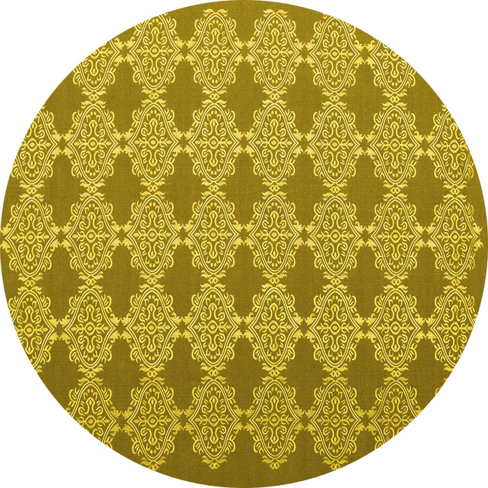 Round Abstract Yellow Contemporary Rug, con1058yw