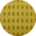 Round Abstract Yellow Contemporary Rug, con1058yw