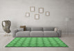 Machine Washable Abstract Emerald Green Contemporary Area Rugs in a Living Room,, wshcon1058emgrn