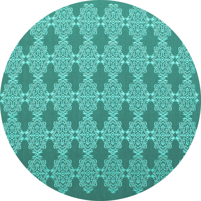 Round Abstract Turquoise Contemporary Rug, con1058turq