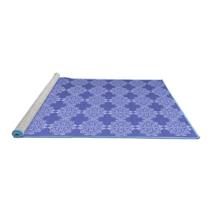 Sideview of Machine Washable Abstract Blue Contemporary Rug, wshcon1058blu