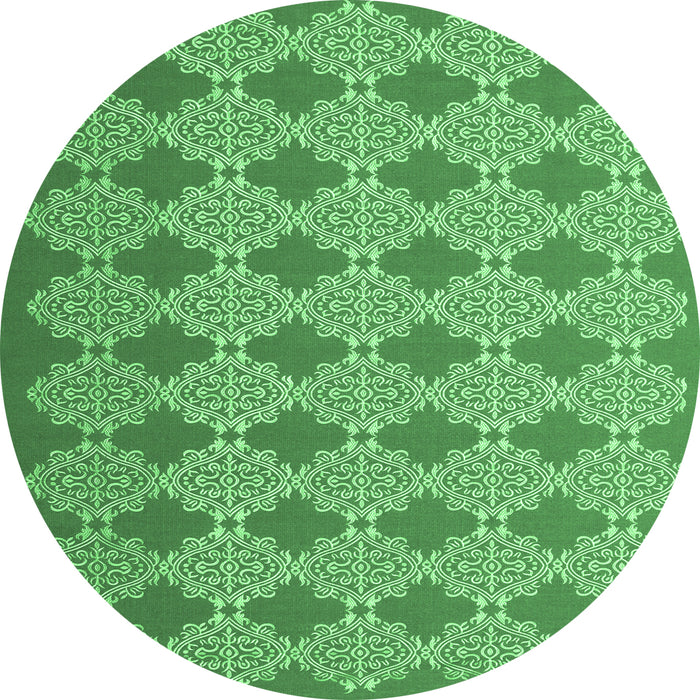 Round Abstract Emerald Green Contemporary Rug, con1058emgrn