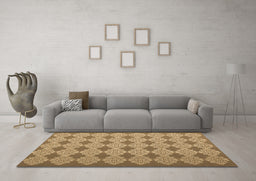 Machine Washable Abstract Brown Contemporary Rug in a Living Room,, wshcon1058brn