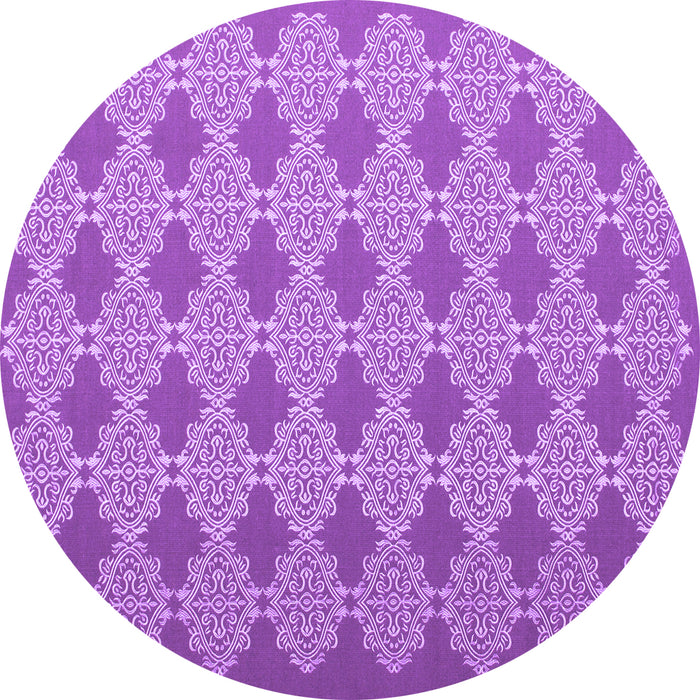 Round Machine Washable Abstract Purple Contemporary Area Rugs, wshcon1058pur
