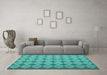 Machine Washable Abstract Turquoise Contemporary Area Rugs in a Living Room,, wshcon1058turq