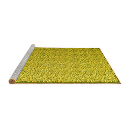 Sideview of Machine Washable Abstract Yellow Contemporary Rug, wshcon1059yw