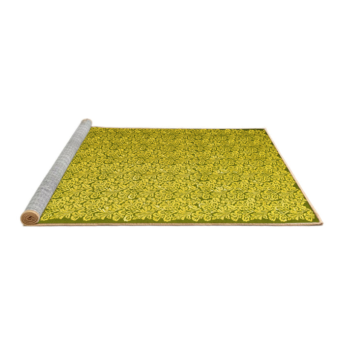 Sideview of Machine Washable Abstract Yellow Contemporary Rug, wshcon1059yw