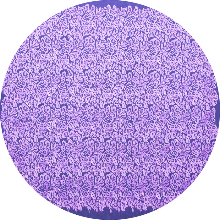 Round Abstract Purple Contemporary Rug, con1059pur
