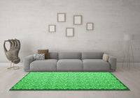 Machine Washable Abstract Green Contemporary Rug, wshcon1059grn
