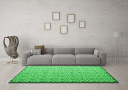 Machine Washable Abstract Green Contemporary Area Rugs in a Living Room,, wshcon1059grn