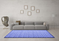 Machine Washable Abstract Blue Contemporary Rug, wshcon1059blu