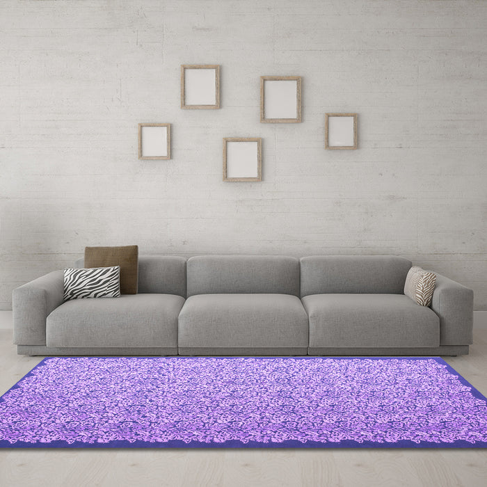 Machine Washable Abstract Purple Contemporary Area Rugs in a Living Room, wshcon1059pur