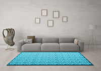 Machine Washable Abstract Light Blue Contemporary Rug, wshcon1059lblu