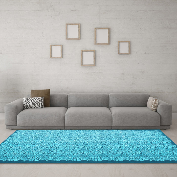 Machine Washable Abstract Light Blue Contemporary Rug in a Living Room, wshcon1059lblu