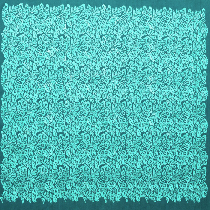 Square Machine Washable Abstract Turquoise Contemporary Area Rugs, wshcon1059turq