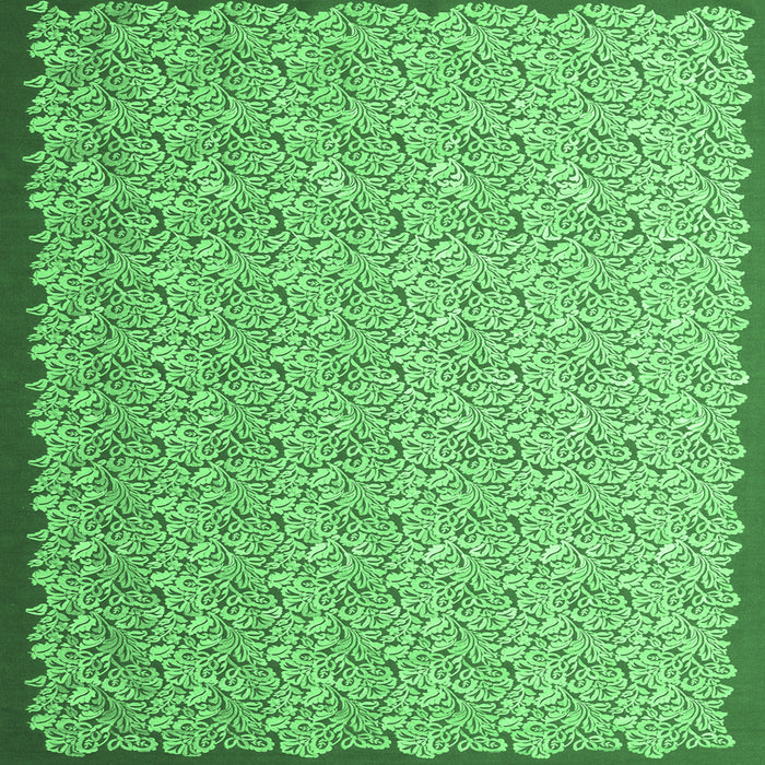 Square Machine Washable Abstract Emerald Green Contemporary Area Rugs, wshcon1059emgrn