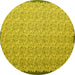 Round Machine Washable Abstract Yellow Contemporary Rug, wshcon1059yw