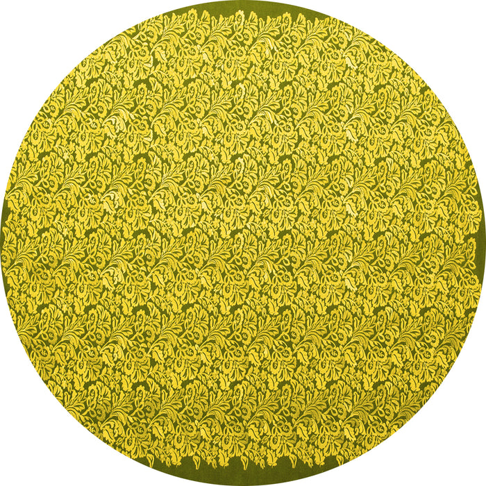 Round Abstract Yellow Contemporary Rug, con1059yw